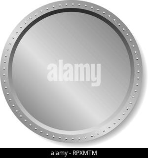 Precious metal badge, button isolated on white Stock Vector