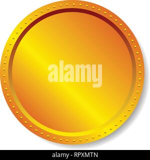 Precious metal badge, button isolated on white Stock Vector