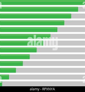 Progress bars set at different levels. Progress, loading bars elements Stock Vector
