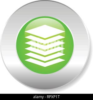 Stacked layers, tower symbol over green background. Tower, layer icon Stock Vector
