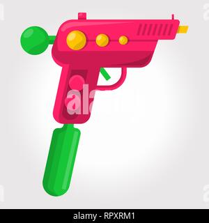 Red kids toy ,cosmic water gun on a white background. Stock Vector