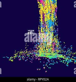 Array with dynamic emitted particles. Futuristic design. Abstract background. Vector illustration. Stock Vector