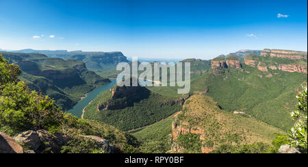 Blyde River Canyon from the Three Rondavels viewpoint, Mpumalanga, South Africa. Stock Photo