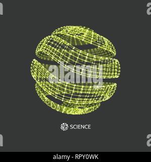 3D Sphere. Global Digital Connections. Technology Concept. Vector Illustration. Stock Vector