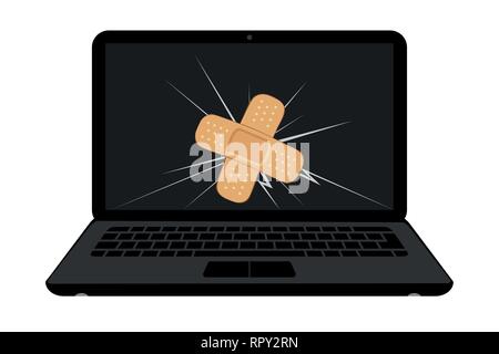 Broken laptop icon. Damaged computer. Editable vector Stock Vector ...