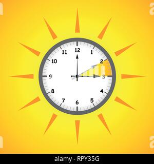 sun clock summer time daylight saving time vector illustration EPS10 Stock Vector