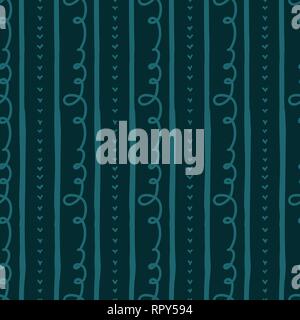 Vector Hand drawn doodle line repeat seamless pattern. Pencil scribble, stripe sketch pattern . Light Green lines on green background. Stock Vector
