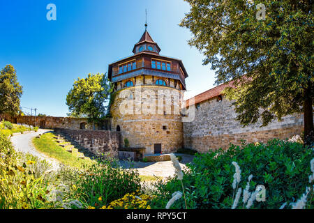 The Thick Tower (Dicker Turm) above the medieval city Esslingen am Neckar in Baden-Württemberg, Germany Stock Photo