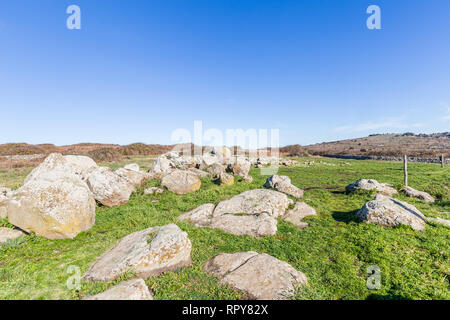 Giant thombs s from the bronze age at Archeological site of Tamuli, Sardinia island, Italy Stock Photo