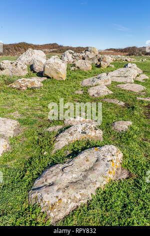 Giant thombs s from the bronze age at Archeological site of Tamuli, Sardinia island, Italy Stock Photo