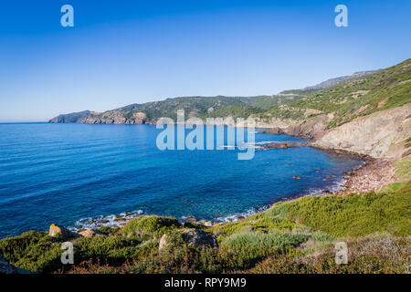 North West coastline between Bosa and Alghero, Sardinia island. Italy Stock Photo