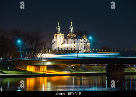 Church on the Skalka at night, Krakow, Poland Stock Photo