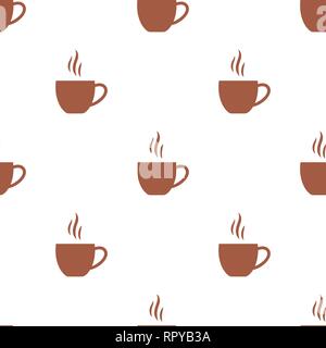 Seamless vector pattern with flat coffee cups, Good morning theme background Stock Vector
