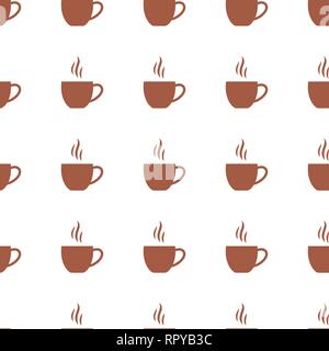 Seamless vector pattern with flat coffee cups, Good morning theme background Stock Vector