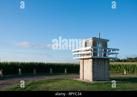 Concordia, Kansas, USA - 7/2018: WWII Nazi POW Prison Camp watchtower Stock Photo