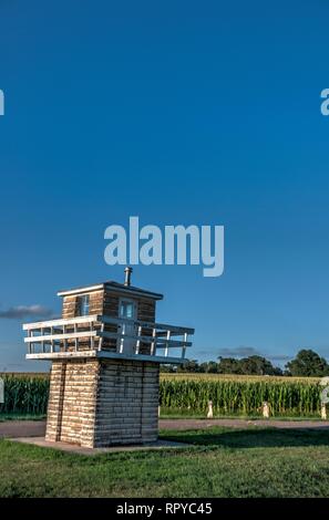 Concordia, Kansas, USA - 7/2018: WWII Nazi POW Prison Camp watchtower Stock Photo