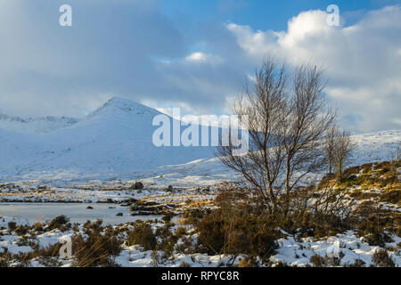 Rannoch Moor under snow in the Scottish Highlands Stock Photo