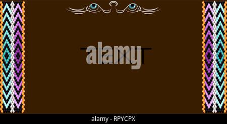 Frame for text with a separator and a pattern on the bedouin fabric Sadu. She draws attention to the important text. Stock Vector