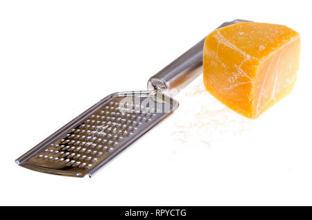 Metal grater with handle for cheese. Studio Photo Stock Photo