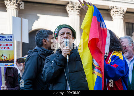 London, UK. 23rd February, 2019. Protest organised by Venezuela Solidarity Campaign in front of the Bank of England demanding that the Bank of England returns the gold to Venezuela, London, UK 23/02/2019 Credit: Bjanka Kadic/Alamy Live News Stock Photo