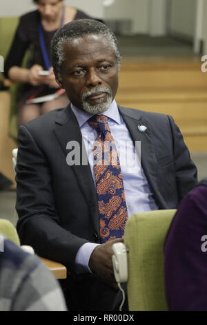 New York, NY, USA. 22nd Feb, 2019. United Nations, New York, USA, February 22, 2019 - Parfait Onanga-Anyanga, Special Representative of the Secretary-General and Head of the UN Multidimensional Integrated Stabilization Mission in the Central African Republic (MINUSCA) During the Presser by SmaÃ¯l Chergui, African Union Commissioner for Peace and Security, and Jean-Pierre Lacroix, Under-Secretary-General for the Department of Peace Operations on the Central African Republic as a guests at the noon briefing today at the UN Headquarters in New York.Photo: Luiz Rampelotto/EuropaNewswire (Cre Stock Photo