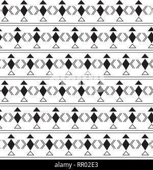 geometric pattern with rhombus, triangle and linear elements, black on white background Stock Vector