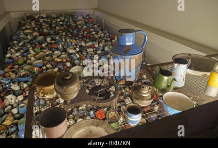 POLAND  -  Auschwitz museum  Tourist sites in the former concentration camp.Belongs of inmates. Stock Photo