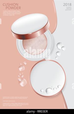 Makeup Powder Cushion Poster Template Vector Illustration Stock Vector
