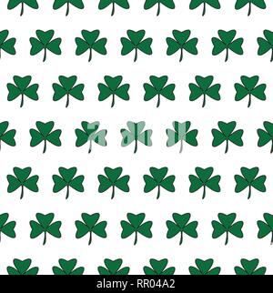 Vector Illustration of a St. Patrick Day. Seamless pattern with green clover Stock Vector