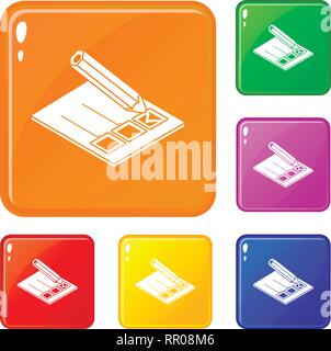 Election paper icons set vector color Stock Vector
