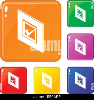 Voted sign icons set vector color Stock Vector