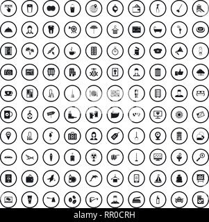 100 hotel services icons set, simple style  Stock Vector