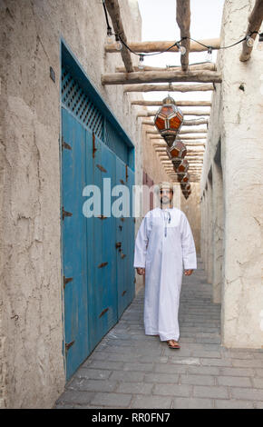 arab man in old Al Seef part of Dubai, United Arab Emirates Stock Photo