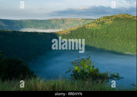 Explosion crater on the scenic crater drive, Queen Elizabeth NP, Uganda Stock Photo