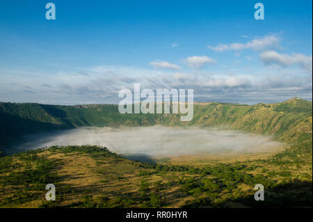 Explosion crater on the scenic crater drive, Queen Elizabeth NP, Uganda Stock Photo