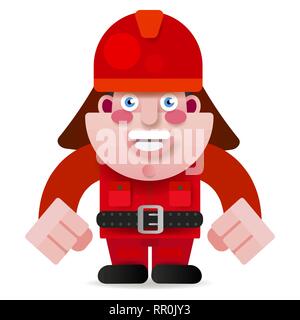 Firefighter Ready To Get Started Vector Illustration On White Background. Stock Vector