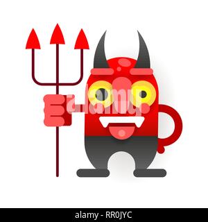 Little Funny Devil In Cartoon Style For Your Design. Vector Illustration Stock Vector
