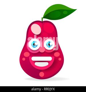 Plum Illustration - Plum with stem and leaf isolated on white background Stock Vector