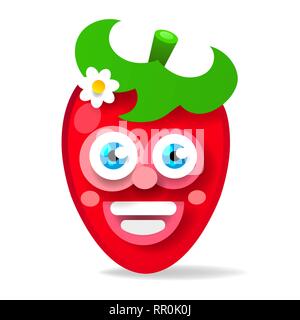 Garden Strawberry Fruit Or Strawberries Flat Color Vector Icon For Food Apps And Websites Vector Illustration. Stock Vector
