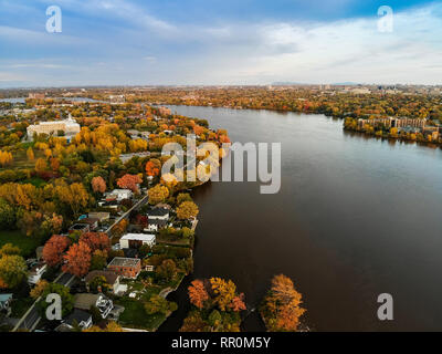Canadian autumn in Montreal, Canada, aerial view