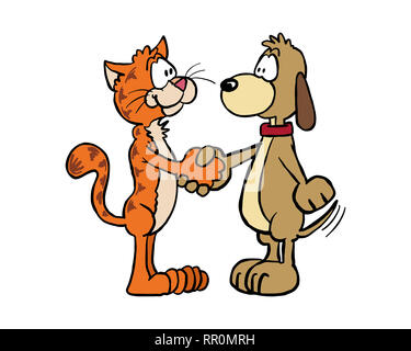 Handshake cat and dog Stock Photo