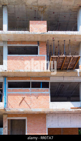 wall made brick construction site outside in building high with copy space add text Stock Photo