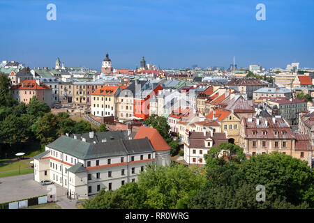 Aerial cityscape of old town of Lublin, Poland Stock Photo