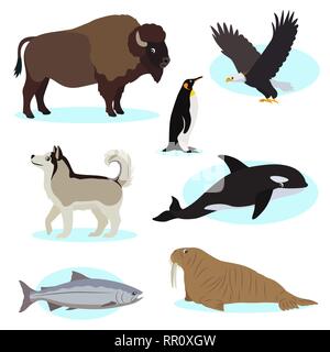 Set of cute wild animals icon for design and decoration Stock Vector