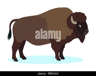 Wild brown bison, buffalo icon, isolated on white background Stock Vector