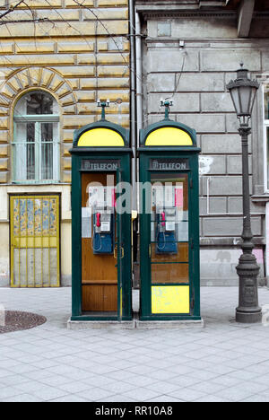 Two old phone booths in Budapest, Hungary Stock Photo
