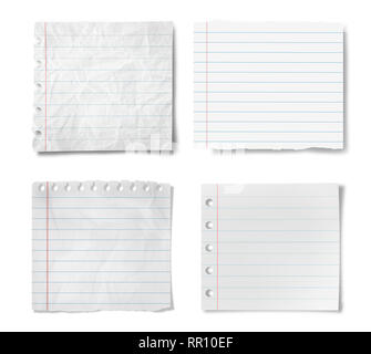Paper sheets with stripes isolated on  white Stock Photo