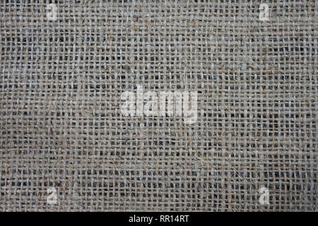 Natural Burlap fabric on a black background Stock Photo