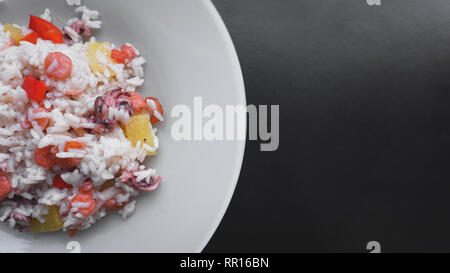 Rice with with shrimp and pineapple, thai or china food on white dish Stock Photo