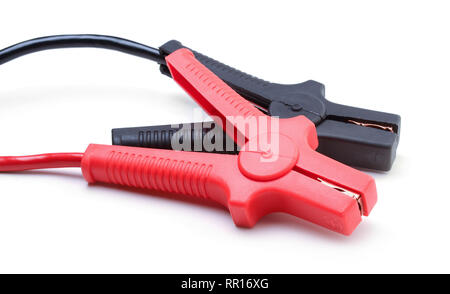 Wires with clips for cars isolated on white background. Stock Photo